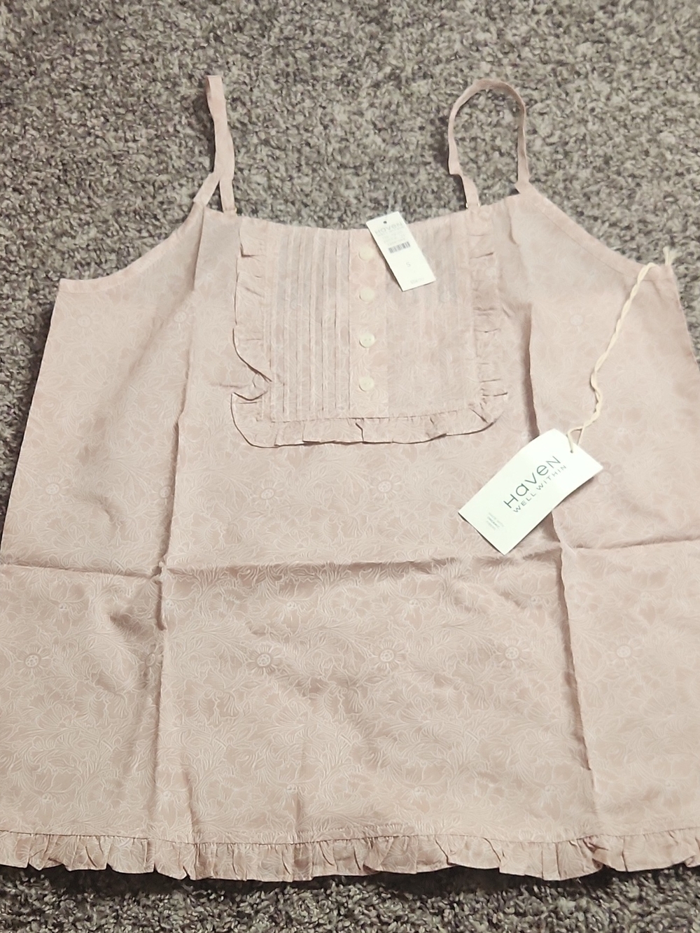 Haven Well Within Women’s Pale Pink Floral Pintuck Spaghetti-Strap Sleep Top